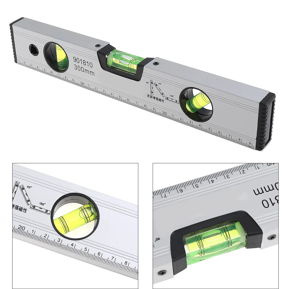 

300mm Precision Aluminum Alloy Level Ruler with Blister Design and Mm Scale for Building Decoration Measurement Resistance