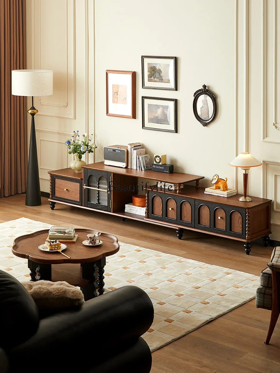 

Средневековый шкаф для телевизора из массива дерева, гостиная, бытовой, французский ретро-шкаф для хранения в маленькой квартире, шкаф для телевизора