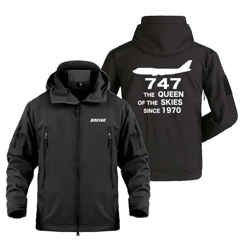 

Aviation Flight Boeing 747-1970 Pilots Aircraft Men's Military Outdoor Fleece Warm SoftShell Tactical Shark Skin Coats Jackets