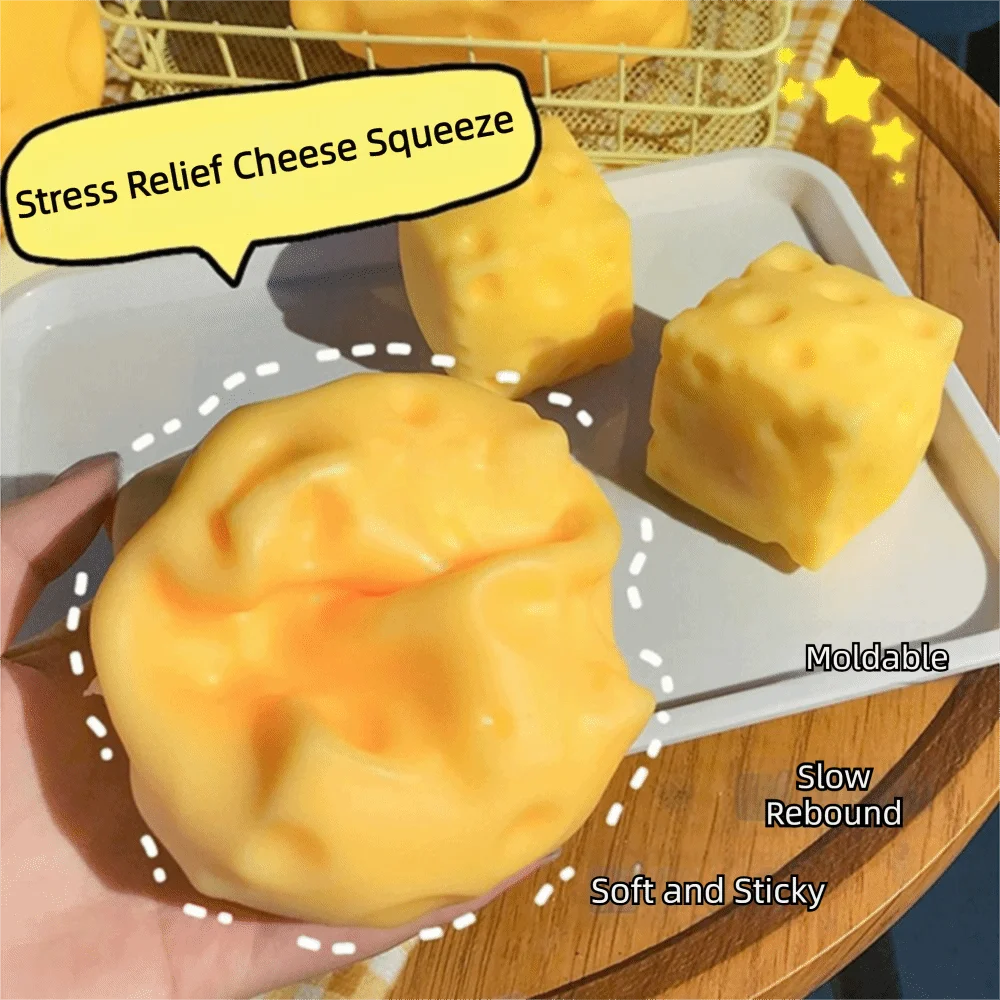 Extra Large Size Cheese Squeeze Toy Slow Rebound Super Soft Cheese Pinch Comfortable Yellow Color Slow Rebound Fidget Toy
