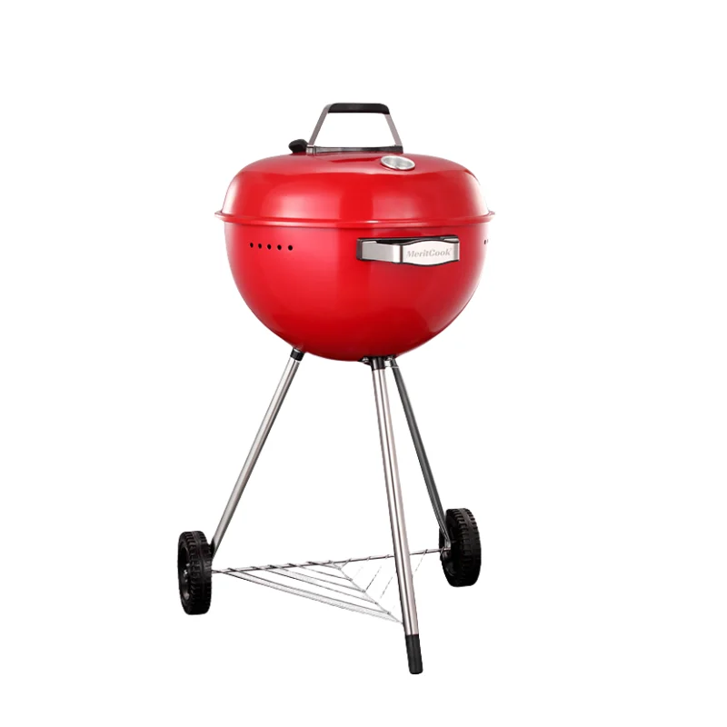 Outdoor BBQ Charcoal Grill Apple Smoker Fire Pit Heater Patio Cooking Pit Round Carrying A Thermometer Adjustable Heat