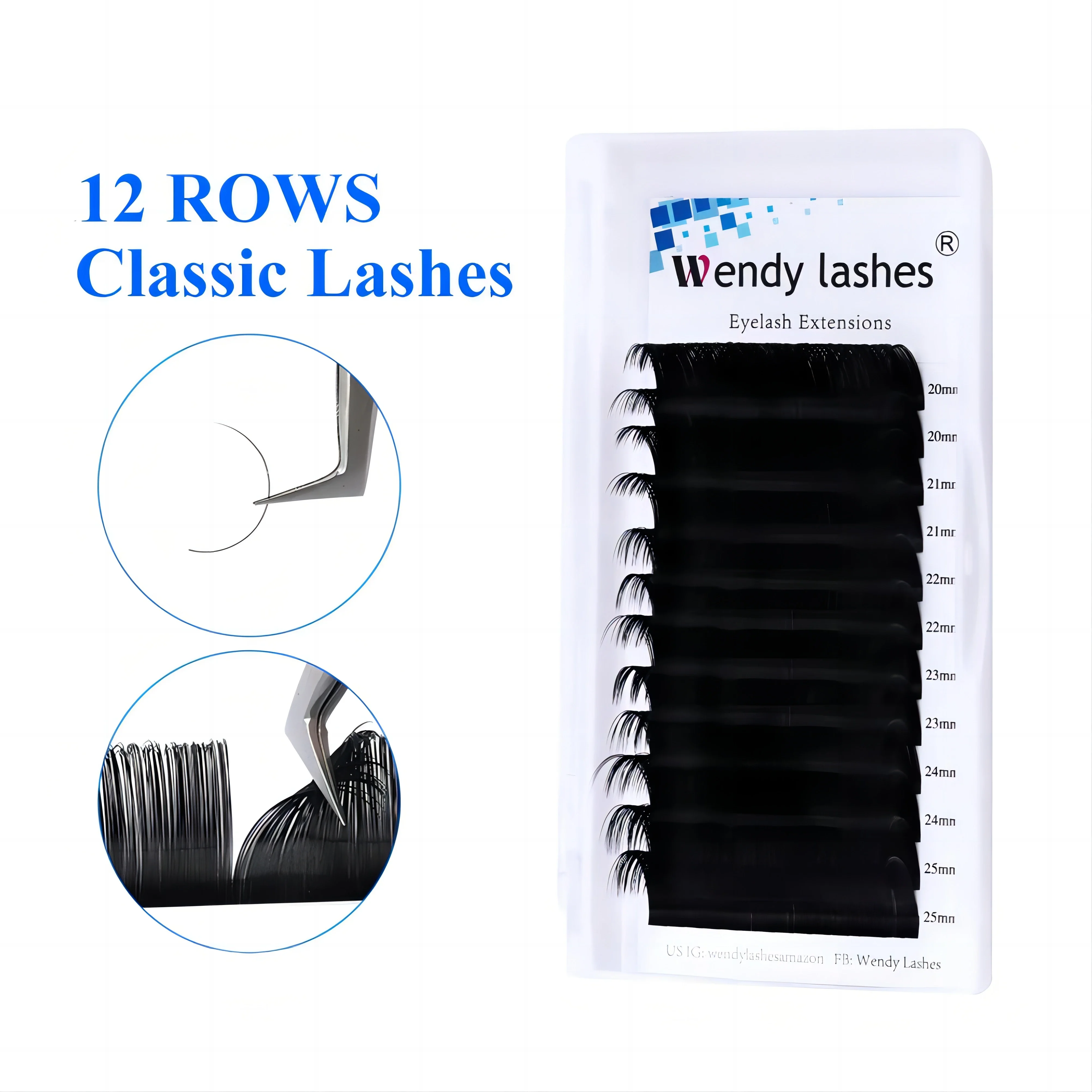 Wendy Lashes 12 Rows Classic Eyelash Extension False Mink Eyelashes Supplies C/D/DD Soft Natural Lashes Individual Lash 25mm dd