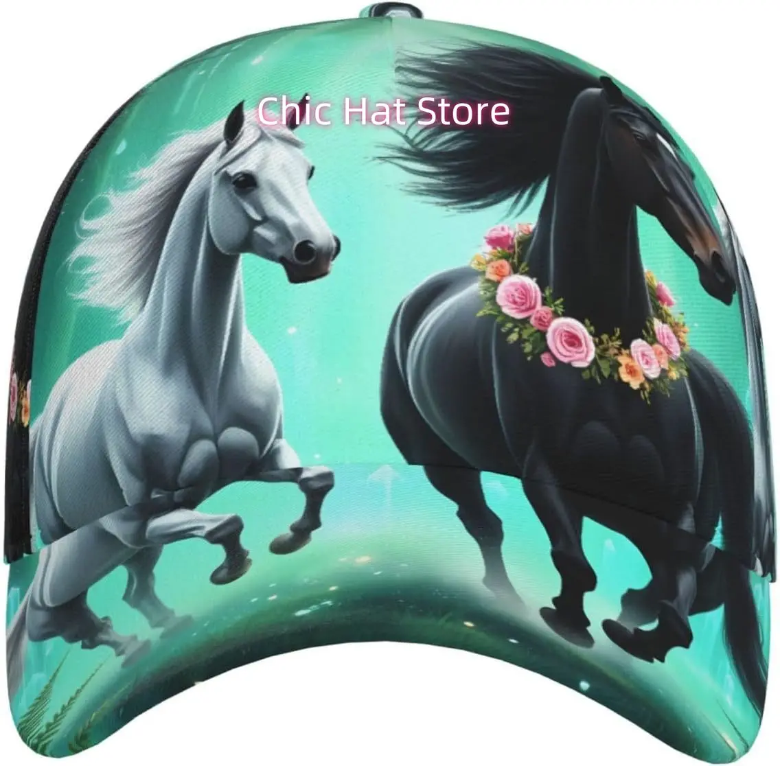 Ethereal Equine Ballet Pattern Baseball Cap Adjustable Cotton Baseball Hat for Sports, Outdoor, Travel Gifts for Men Black