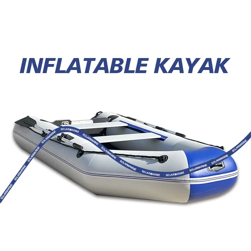 Solar Marine 9ft Inflatable Assault Boat 4 Person Sport Boat Fishing Kayak Raft for Adults with Free Accessories