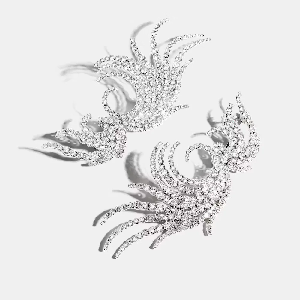 Stonefans Crystal Angel Wings Ear Clip No Piercing Jewelry Free Shipping Christmas Gift Rhinestone Clip Earrings for Women Gifts