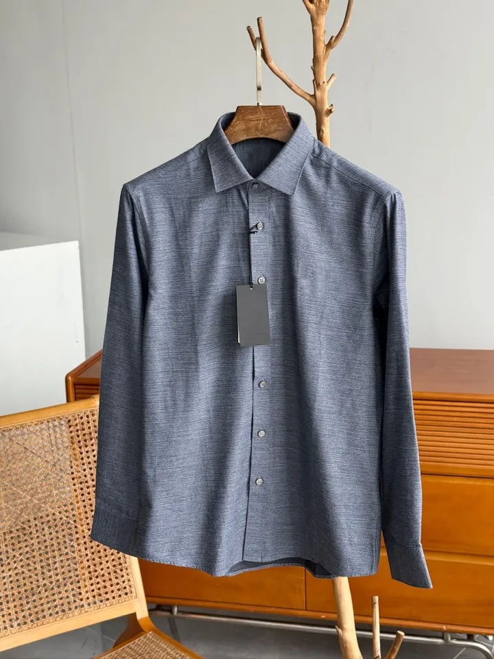 Men's Old Money Style Business Formal Solid Cotton Long Sleeve Soft Skin-Friendly Shirt Structured Fit