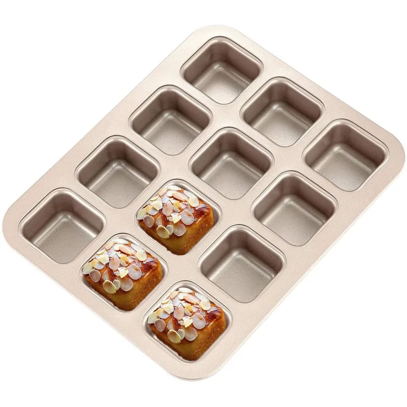 12 Cups Cake Mold Square Mini Bread Burger Muffin Non-Stick Cupcake Mold for Household Baking Pan Oven Trays Cake Tools