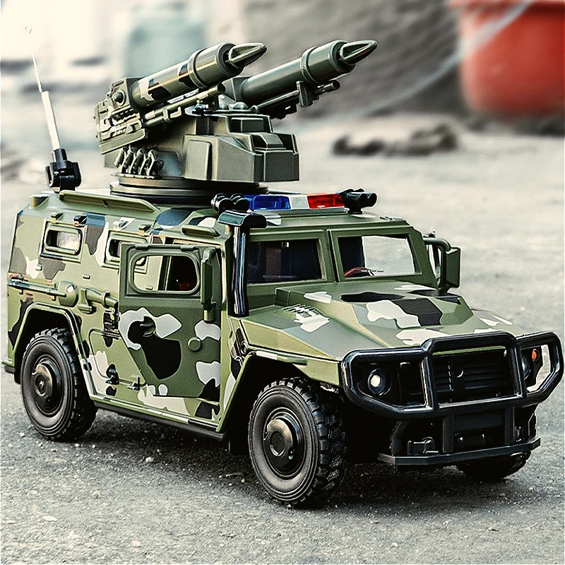 

1:24 бронеавтомобиль «Тигр» с 4-мя головками, имитируемая модель внедорожника из сплава, звуковой и световой игрушечный автомобиль с откидной спинкой