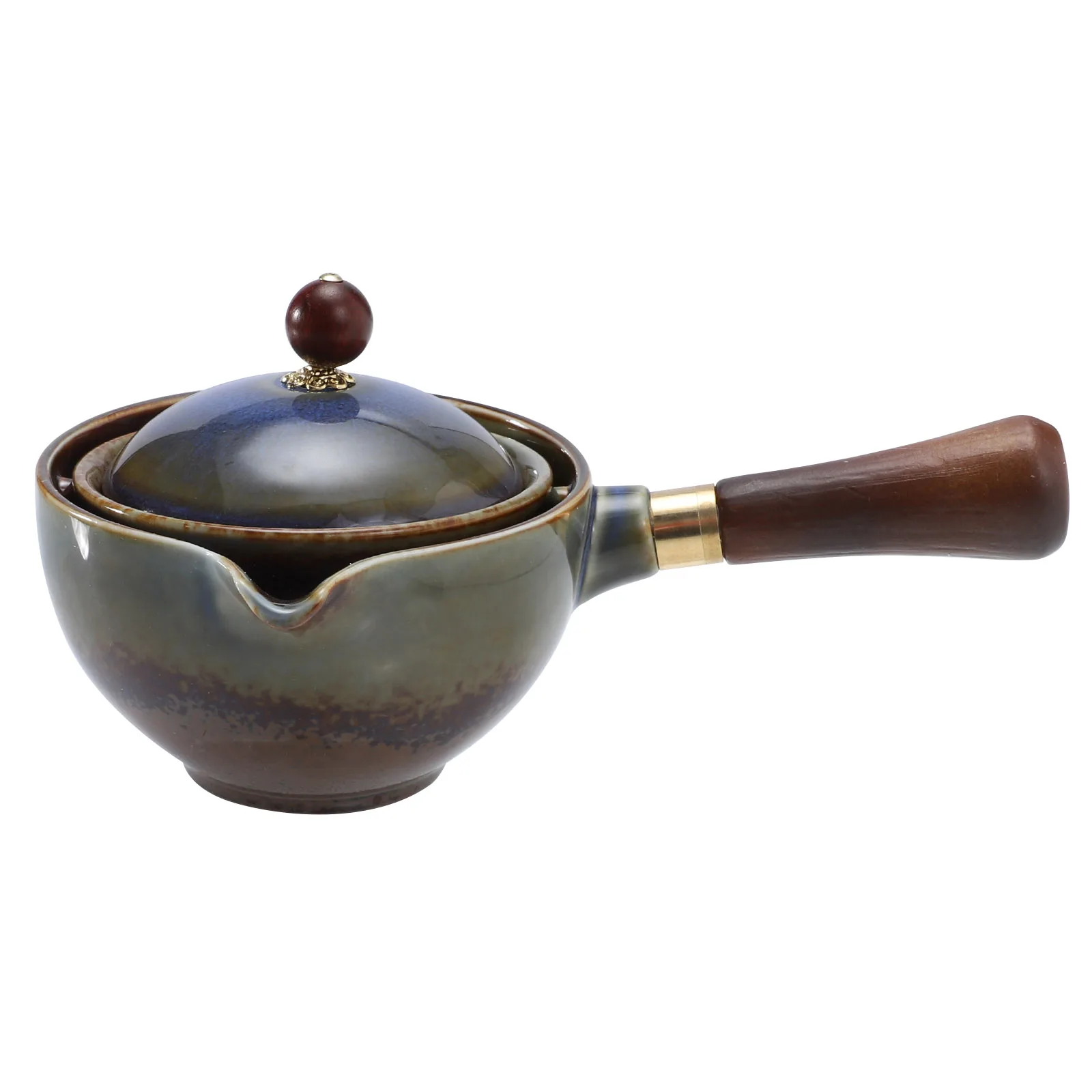 

Ceramic Teapot Automatic Rotatory Tea Pot Heat Resistant Wooden H Portable Kettle Boiling Pots Practical Making