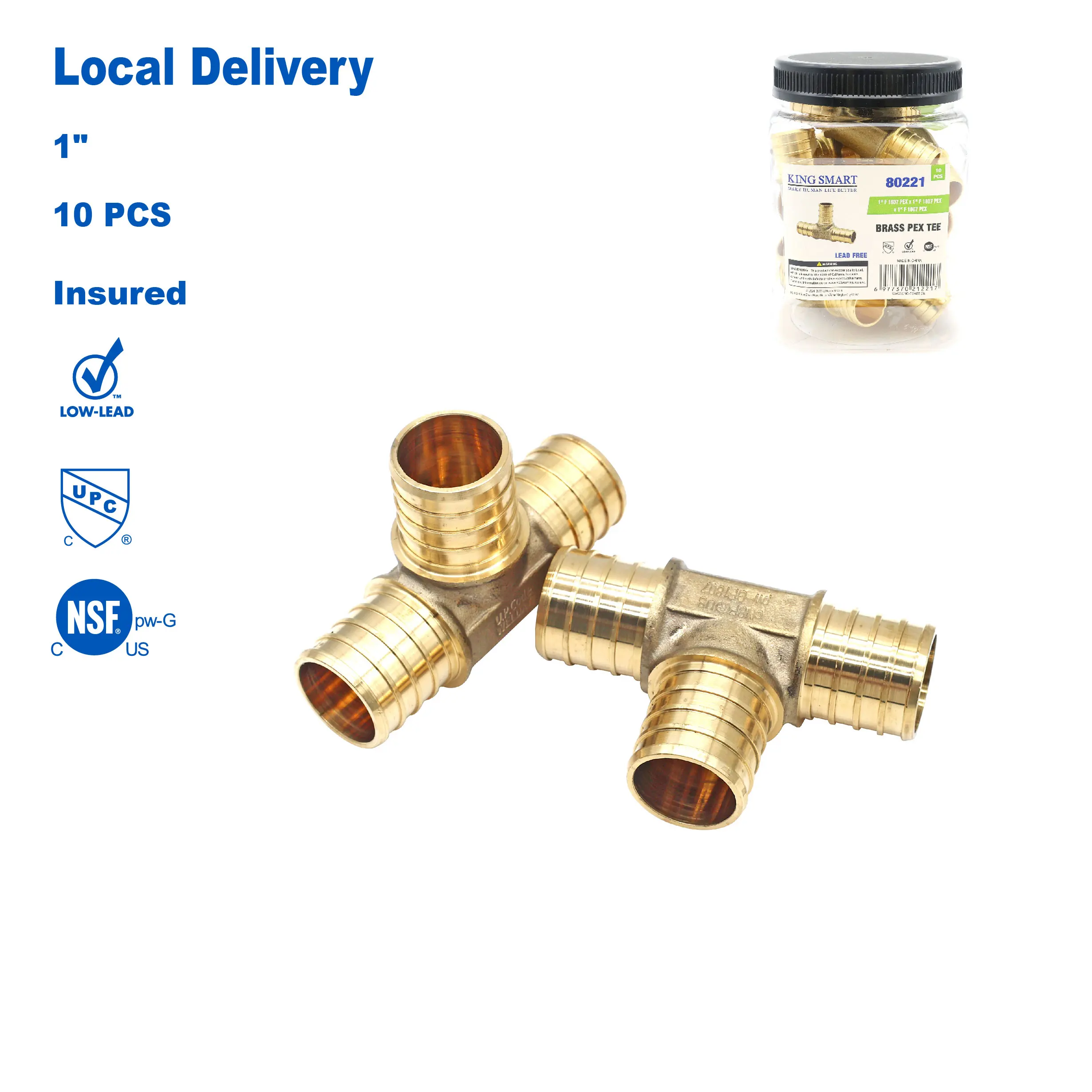 

KING SMART 1" обжимной/тройник PEX F1807; бессвинцовая латунь; Подходит для установки труб PEX B/C, PERT; 10 шт./корпус; 80221