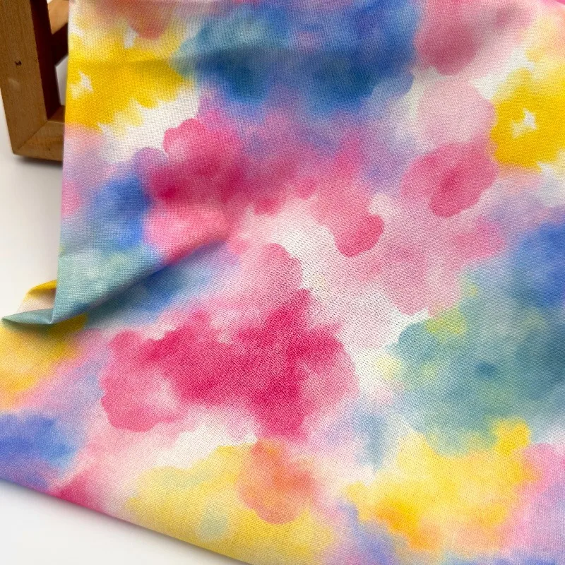 L100XW110CM Watercolor Digital Printed Cotton Poplin Soft Breathable Lightweight Drapey Dress Hanfu Qipao Shirt DIY Sewing