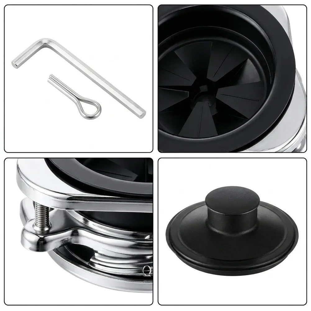 110mm Garbage Disposal Flange Kit Stainless Steel Aluminum Alloy with For Splash Guard Stopper and Mounting Wrench