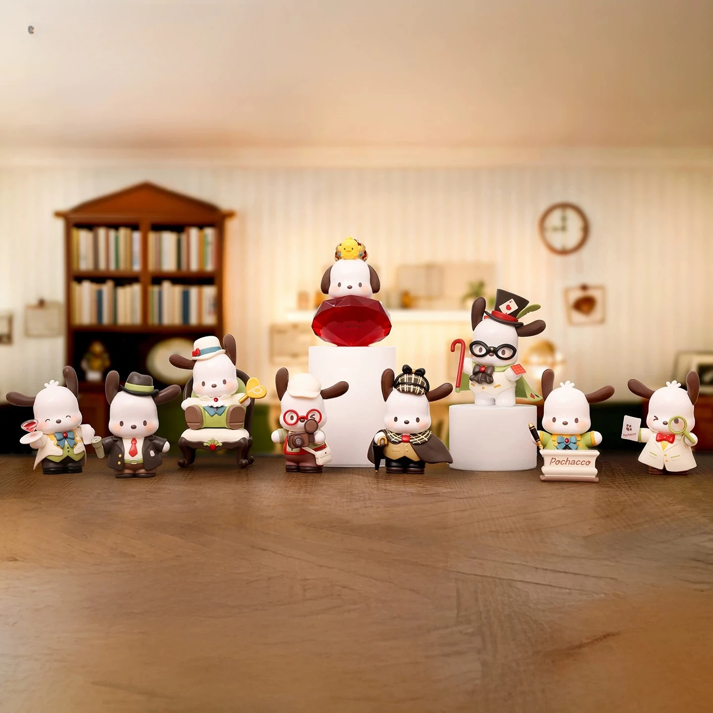 

Sanrio Family Pochacco Diamond Detective Series Handmade Blind Box Cute Surrounding Tabletop Ornament Tide Play Gift