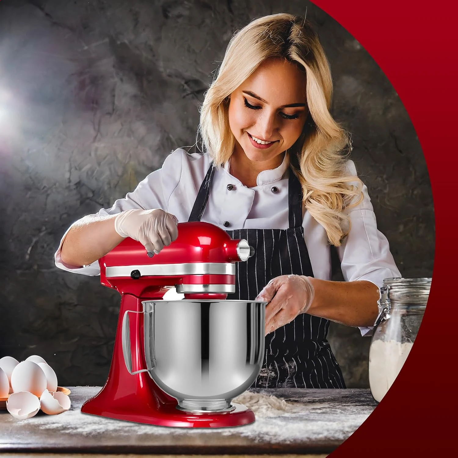 Stainless Steel Mixer bowl Fit for KitchenAid 6 QT Tilt-Head Mixer,  Mixing Bowl with Handle.