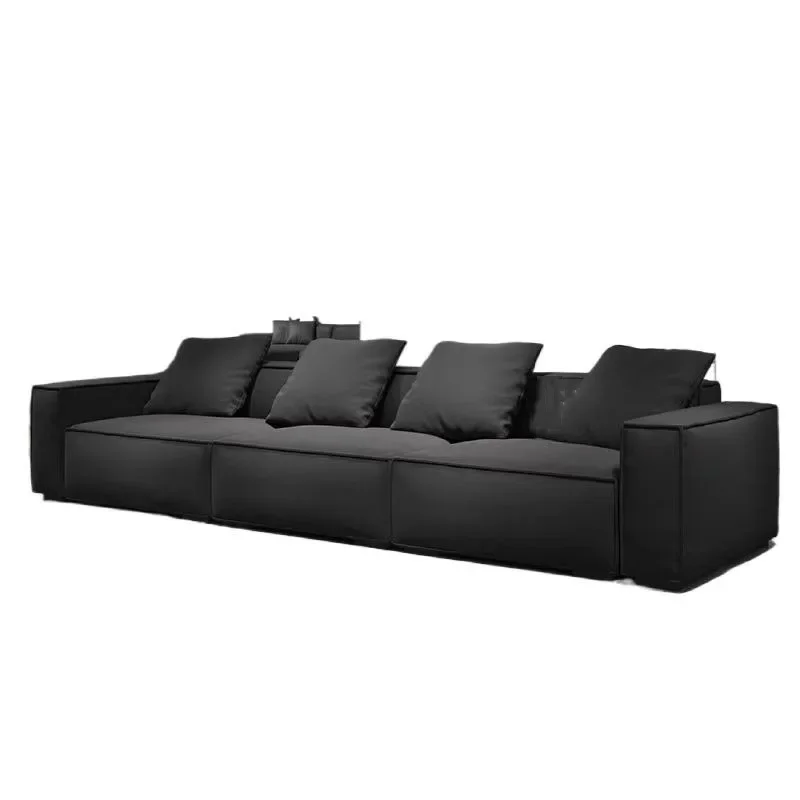 

Italian minimalist small apartment living room straight row module matte cloth tofu block fabric sofa