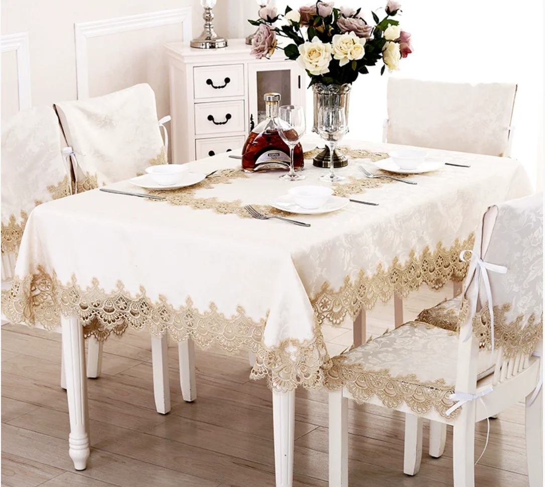 Nordic tablecloth lace fabric polyester gold velvet high-end light luxury rectangular household dining table cloth runner flag