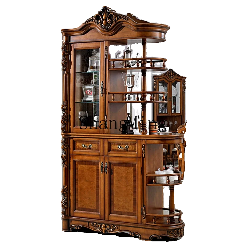 

CL solid wood hall cabinet, living room carved partition, foyer screen decoration, high-grade entrance cabinet