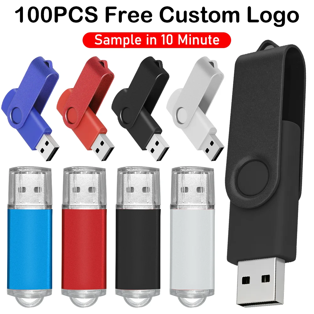 Free Custom Logo 100PCS USB2.0 Pendrive 128MB 64GB 32GB 16GB 8GB USB Flash Drive 4GB 2GB 2.0 USB Flash Drive Stick Best Gift 1GB