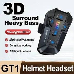 BLAISE GT1 motocicleta Bluetooth intercomunicador para compartir música 1000m 2 conductores grupo casco comunicación altavoz auriculares interfono