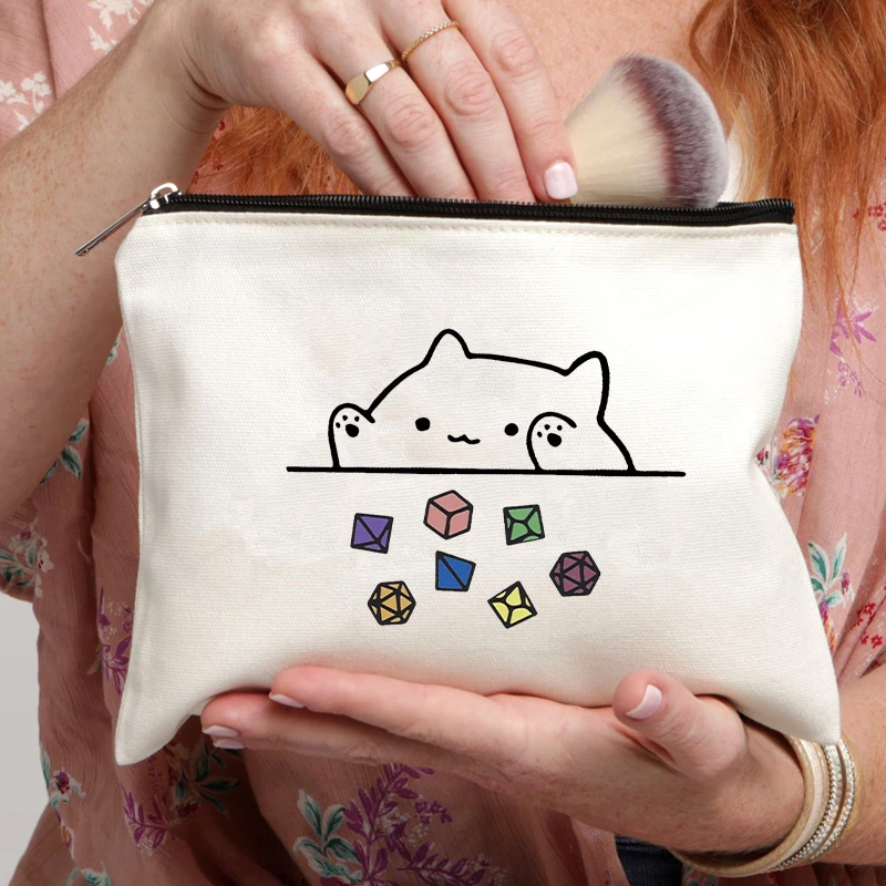 Cute Cat Cloth Cosmetic Bag Women Lipstick Pouch for Makeup Line Cat Make Up Gifts Kawaii Purse Wallet Go Shopping Storage Case