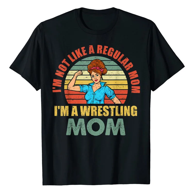 

Im A Wrestling Mom Mothers Day for Strong-Mom Mama Womens Fashion T-Shirt Funny Sayings Quote Short Sleeve Graphic Tee Top Gifts