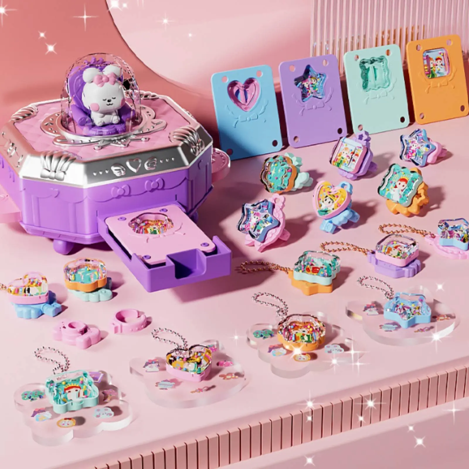 77 Pieces Sticker Art Craft Kit Develops Creativity DIY Crafting Station Toy Trinket Making Machine Improves Practical Ability view 4