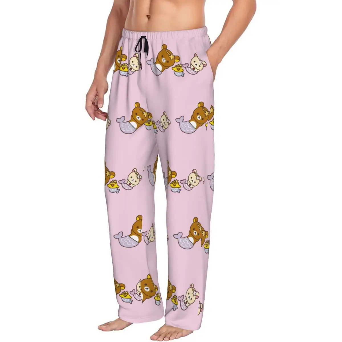 Custom Men's Rilakkuma Pajama Pants Print Cute Sleep Sleepwear Bottoms with Pockets