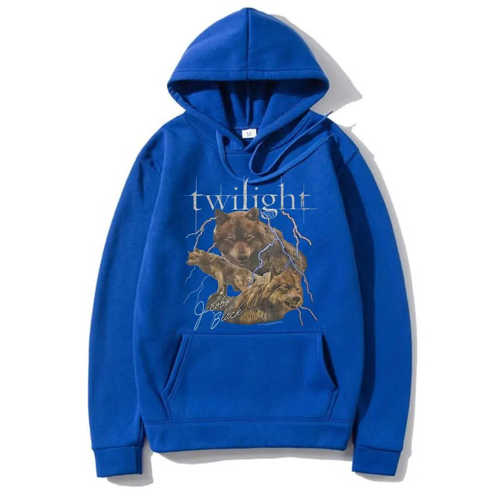 الشفق جاكوب الأسود الذئب الجرافيك هوديي الرجال النساء عادية الصوف كنزة صوفية قطنية/بلوزة قطنية عالية الجودة الذكور القوطية فضفاضة المتضخم البلوز #2