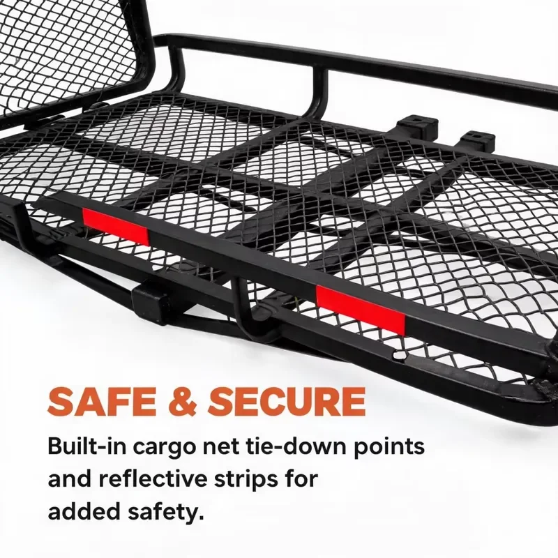 Universal 2 Inch Hitch Cargo Carrier with Ramp 500 lbs Steel Foldable Luggage Basket Rack for SUV Truck Rear Mount Heavy Duty