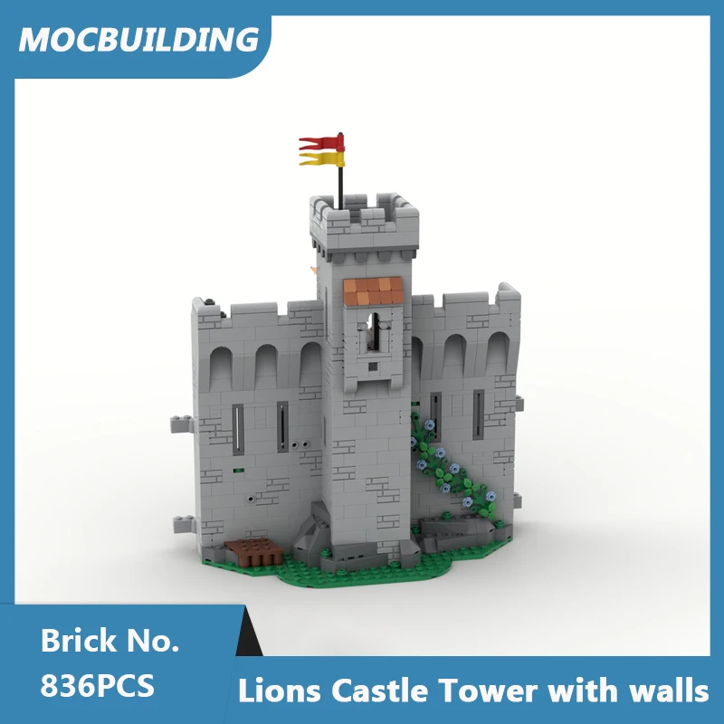 

MOC Building Blocks Lions Castle Tower with Walls Model DIY Assembled Bricks Architecture Display Collect Kids Toys Gifts 836PCS