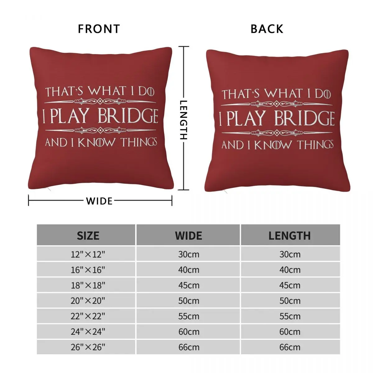 Bridge Player Gifts Square Pillowcase Polyester Linen Velvet Pattern Zip Decor Room Cushion Cover