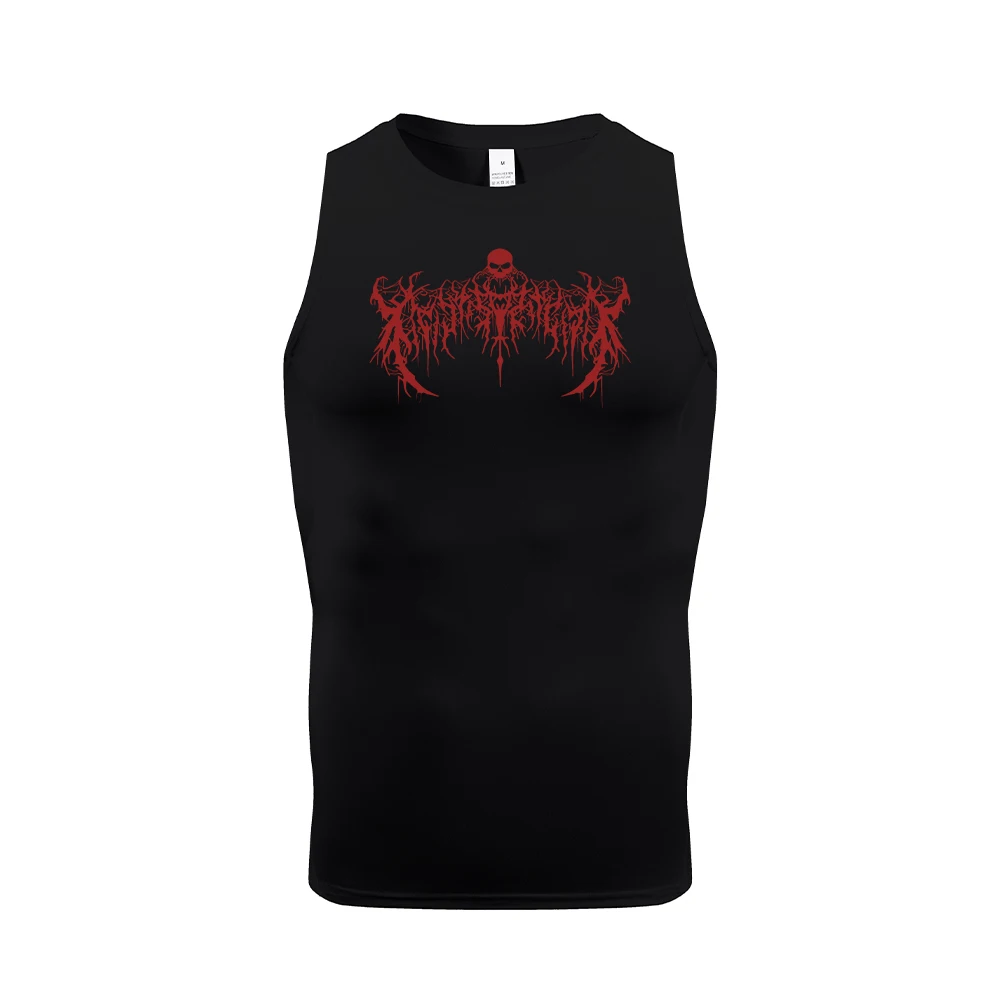 Men's Sleeveless Sports Vest Quick Drying Red Skull And Thorn Print Summer Fitness Cycling Basketball Training Casual Top