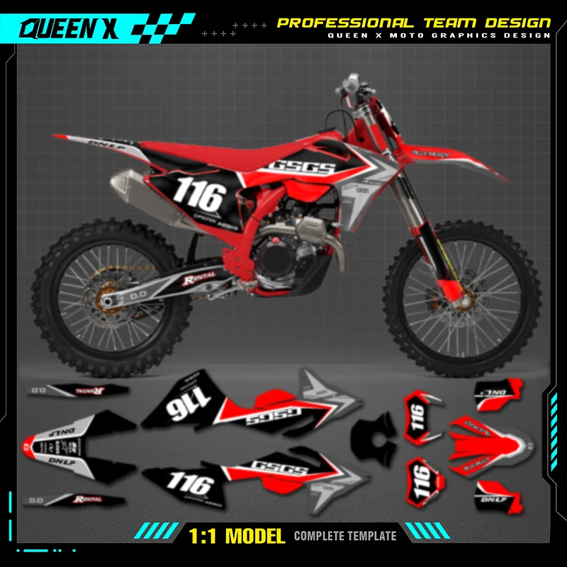 Queen X MOTOR Custom Team Graphics Backgrounds Decals Stickers Kit For GASGAS GAS GAS 2024 2025 2026 EC MC 007