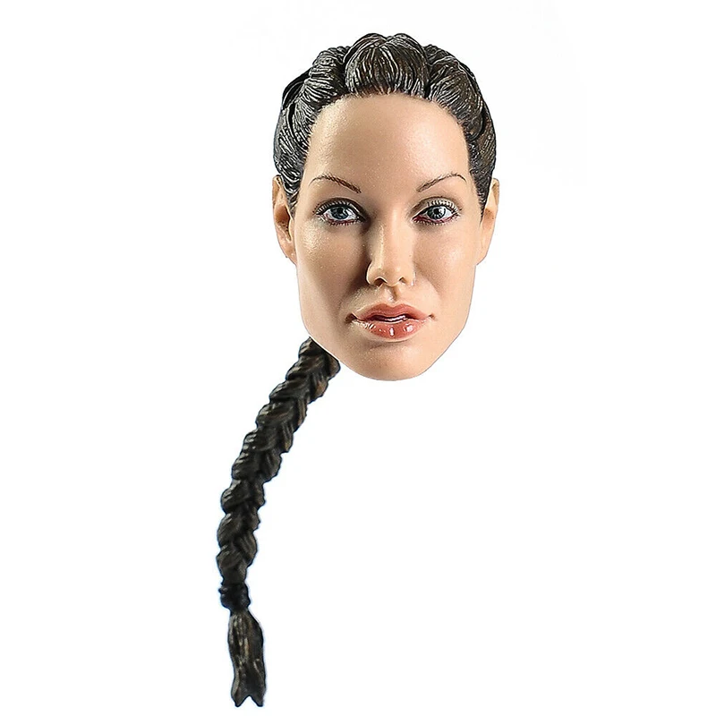 1:6 Lara Angelina with Braid Head Sculpt Carved Jolie Model Fit 12 Inch  Female Soldier Action Figure Body Accessory Dolls Toys