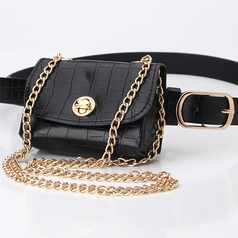 Mode Neue Frauen Kette Tasche Gürtel Leopard Muster Retro Taille Fanny Pack Mini Handtasche PU Leder Tasche Geldbörse Dame Großhandel tasche