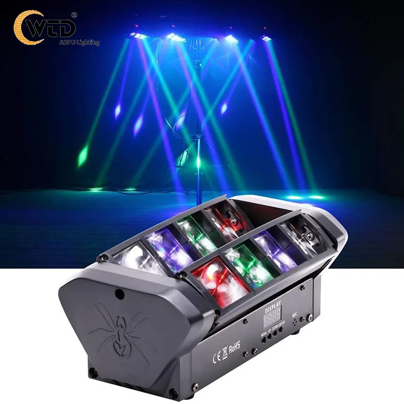

AOPU the Most Popular 8pcs 3W Mini Spider DJ Beam Moving Head Light for Disco Bar Party Lighting