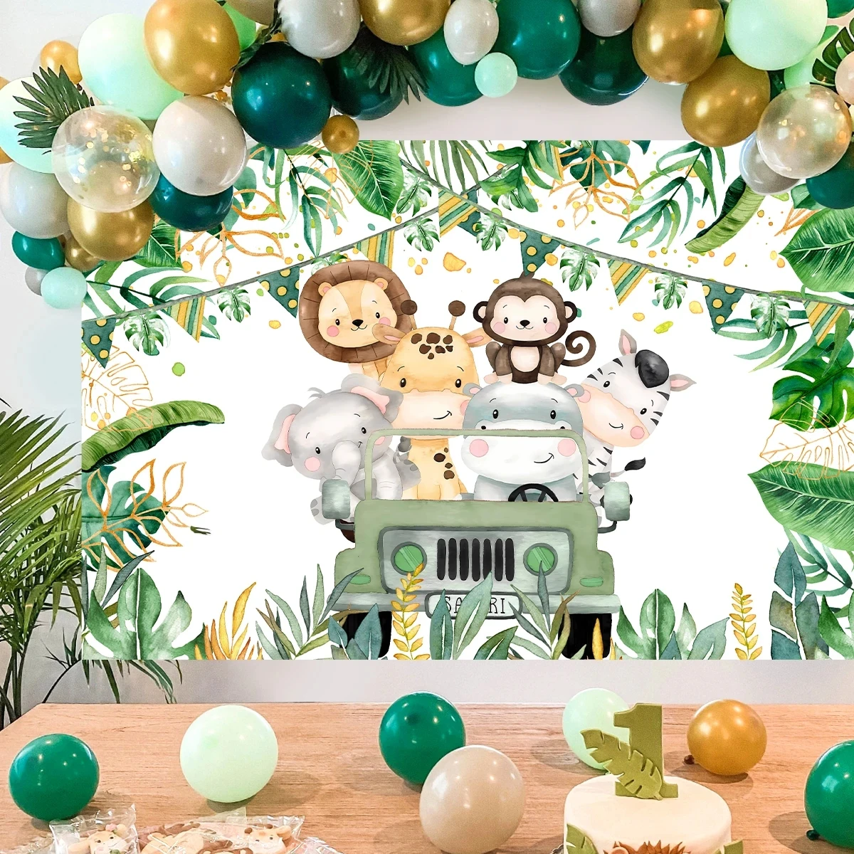 Jungle Animals Backdrop Jungle Party Decoation Wild One Safari Birthday Decorations Baby Shower Boy Gril 1st Birthday Background