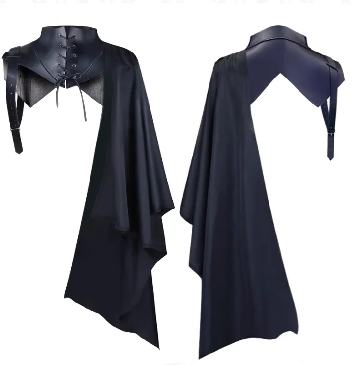 القرون الوسطى الرجعية كيب تأثيري فارس الظلام زي مصاص دماء الرأس الأوروبي هالوين شيطان زي #1