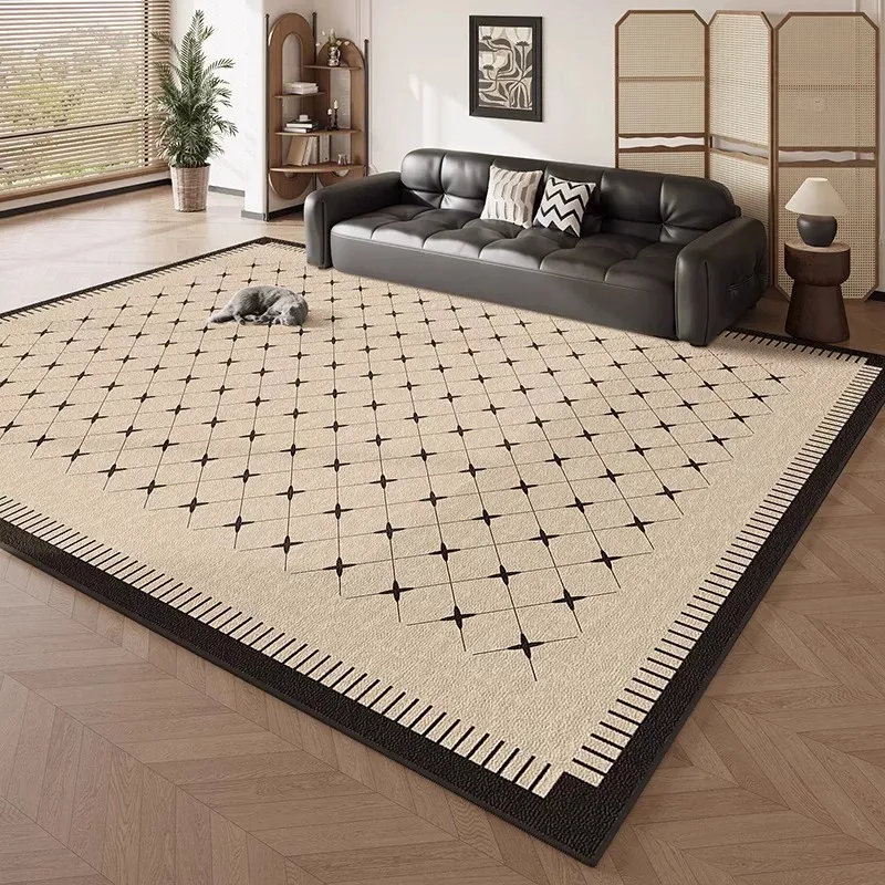 French Vintage Geometric Living Room Rug 1