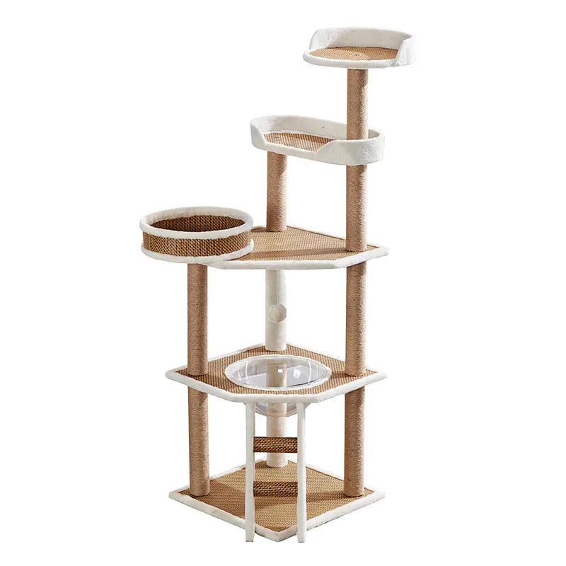 

High Quality Fashion DIY Deluxe Cat Tree Condo Play Pet Scratch Post Large Wooden Climbing Tower Customize Kitten Furniture