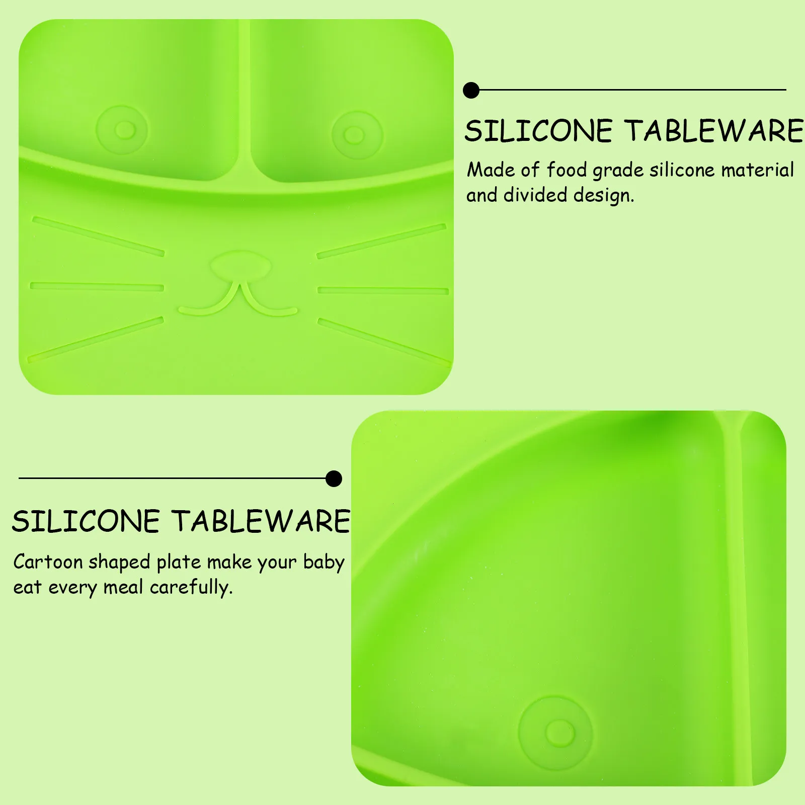 

1 шт. силиконовая посуда для малышей, пригодная для микроволновой печи и холодильника, непроливаемая, в форме мультяшных персонажей, детская тарелка для кормления, для младенцев