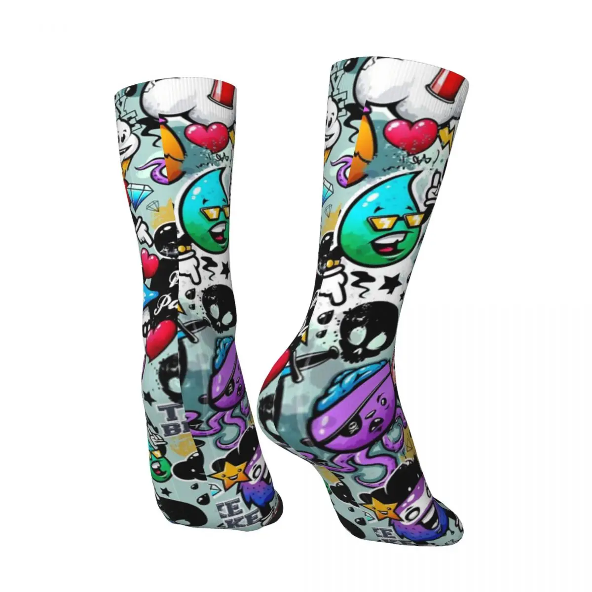 Glücklich Lustig Männer compression Socken Pop Kunst Graffiti Lustige Comics Gesichter Retro Harajuku Doodle Kunst Hip Hop Casual Crew socke