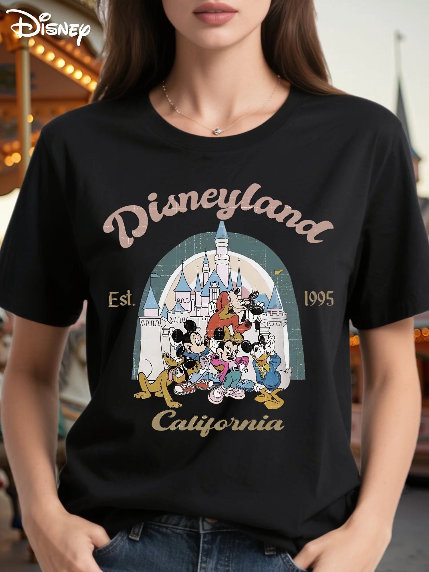

Disney T-shirt, Pure Cotton 1995 California Disneyland Pattern, Ideal Gift for Women, Comfortable Fit