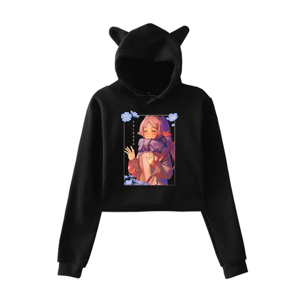 

Frieren Beyond Journey's End Hoodie Vintage 90s Streetwear Fashion Hoodie Merch Hoodies Sweatshirts for Girls Cat Ear Crop