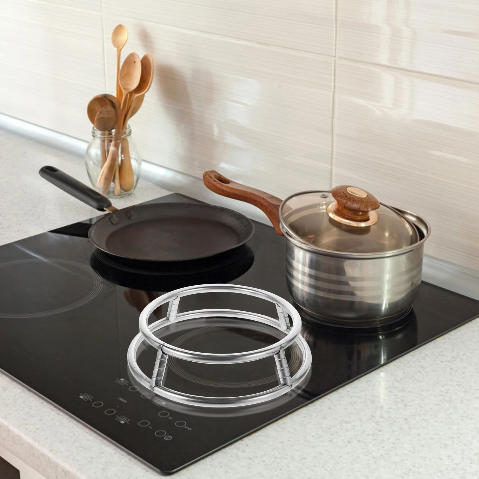 

2pcs Stainless Steel Steaming Rack Household Pot Holder Heat Insulation Frying Pan Rack Round Pot Stand Kitchen