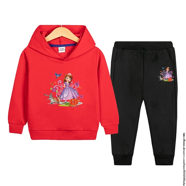 Quality Kids Hoodie  Sofia Princess Sweatshirt Top + Pants 2Pcs Jacket Boys Girls Preschool 1-9 Years Sunshine Athleisure Set