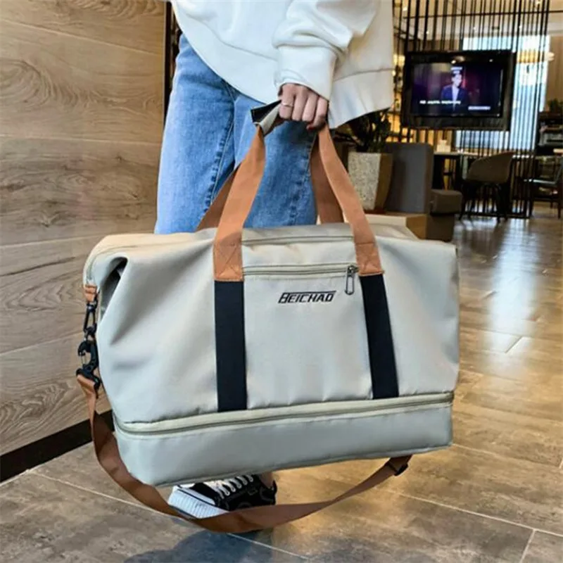 Moda sacos de viagem para mulheres grande capacidade saco de esportes masculino à prova dwaterproof água fim de semana sac viagem feminino saco do mensageiro seco e molhado