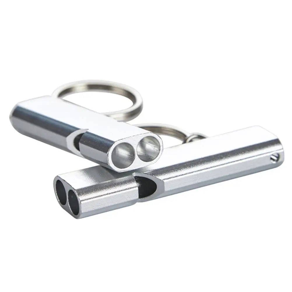 3PCS Outdoor Survival Whistle Aluminum Alloy Double Tube Dual-Frequency High Volume First Aid Whistle Outdoors Tool