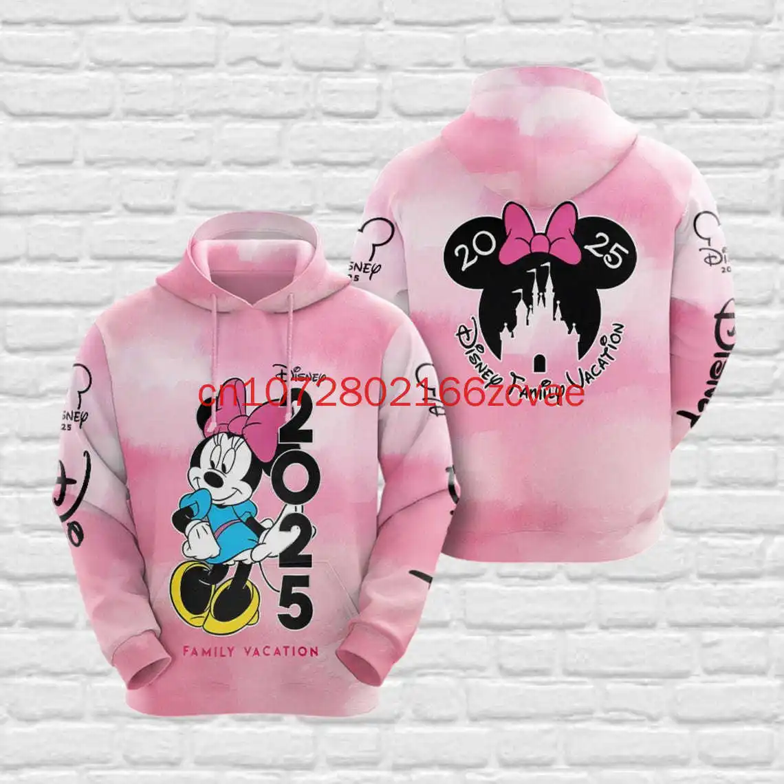 

Новинка 2025, рождественская толстовка с капюшоном Disney Castle Minnie, мужская толстовка с капюшоном Disney Magic Kingdom, толстовка с 3d принтом Disney Minnie Mouse