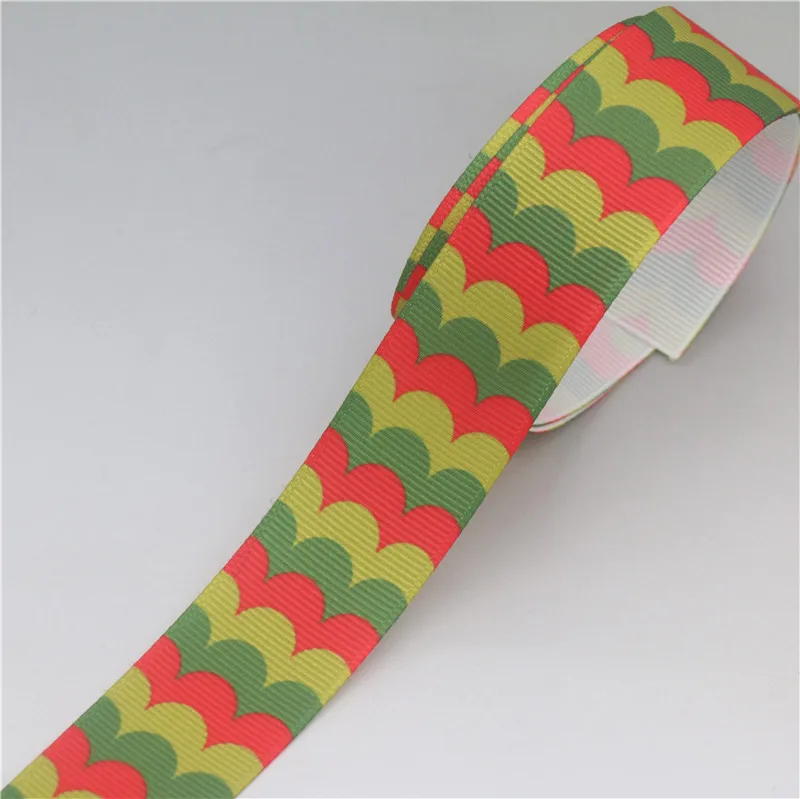 DHK 7/8\'\'5yards Colorful Pattern Gradient Printed Grosgrain Ribbon Accessories Material Decoration DIY Sewing Craft C2665